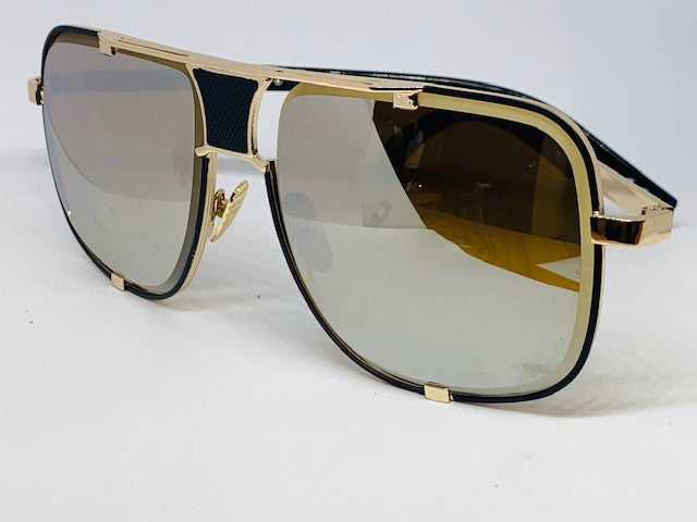 CityStyle Authentic Capital Frame Aviators w/ Gold Mirror Hennessy Tint Diamond Facet Lenses