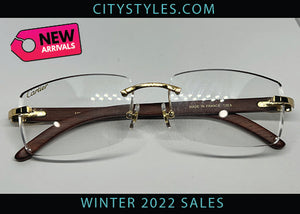 Clear Classic Cartier Lenses w/ Wood Arms