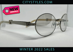 Silver Transition Mirror Lenses Ovals w/ Buff Ivory Arm