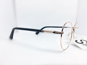 CS313 8022 Rose Gold 52 (Old School) Oval and Black Acetate with Clear Lenses