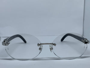 Cartier Decor C Black Buffs with Swirls 58 Clear Oval Lenses