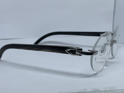 Cartier Decor C Black Buffs with Swirls 58 Clear Oval Lenses