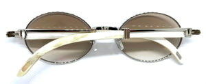 55-22 Silver White Buffalo Horn Sunglasses w/ Hennessy tint