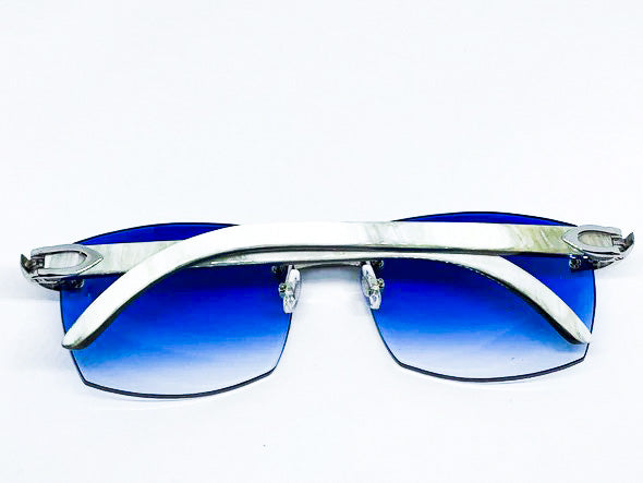 2020 Cartier Decor C Platinum White Buffs w/ 58 Blue Mykonos Lenses
