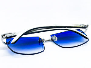2020 Cartier Decor C Platinum White Buffs w/ 58 Blue Mykonos Lenses