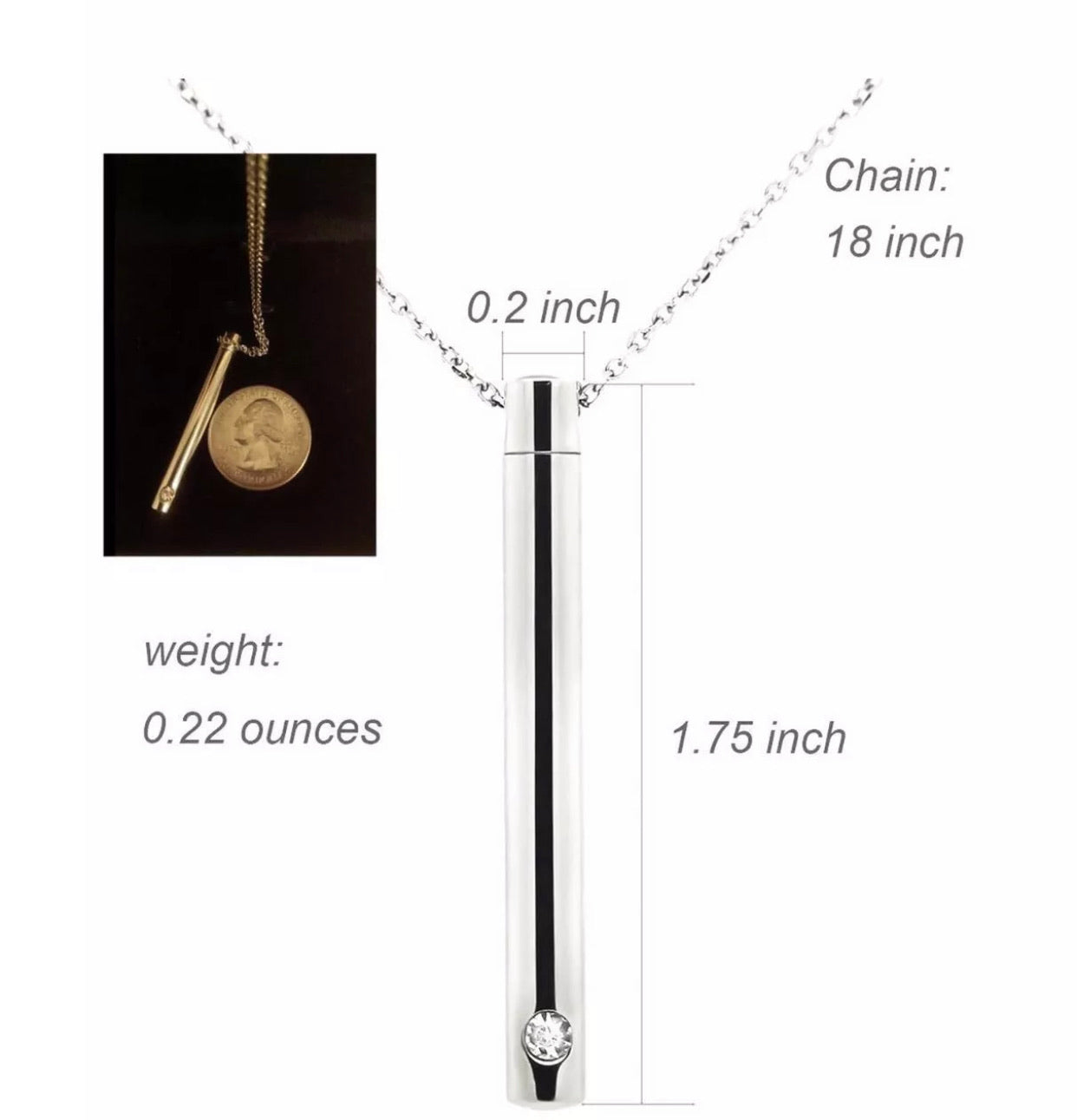 Cremation Urn ⚱️Memorial Pendant Necklace 316L Stainless Steel with 18” inch Stainless Steel Chain