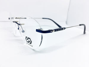 CS Blue & Silver Wires Rimless Frame Eyeglasses