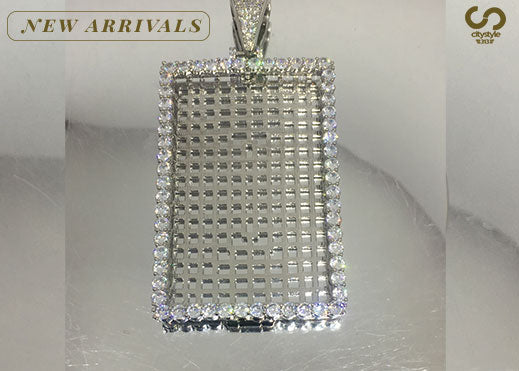 Silver Rectangle Diamond Pendant